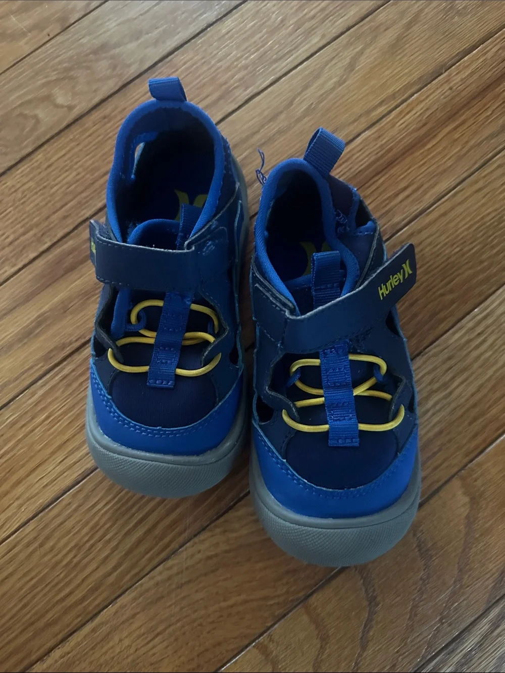 Hurley Blue and Yellow Kids Sneakers with Hook-and-Loop Strap